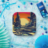 SF未来都市ウッドカット1 ペーパープレート (パーティー)