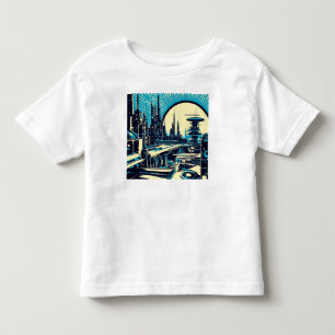 SF未来都市ウッドカット3 トドラーTシャツ