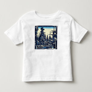 SF未来都市ウッドカット4 トドラーTシャツ