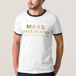 SF柄の未来の火星宇宙ステーションTシャツ Tシャツ