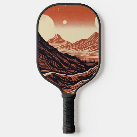 SF火星の風景ウッドカット(4) ピックルボールラケット (正面)