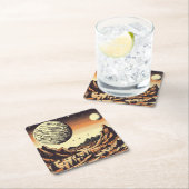 SF火星横向きウッドカット1 スクエアペーパーコースター (インサイチュ)