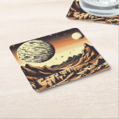 SF火星横向きウッドカット1 スクエアペーパーコースター (アングル)