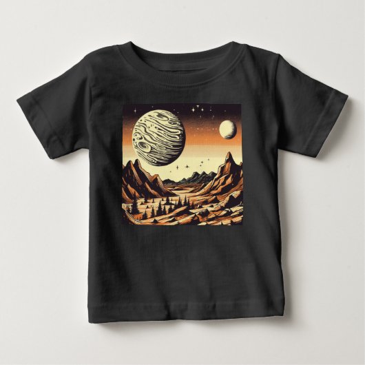 SF火星横向きウッドカット1 ベビーTシャツ (正面)