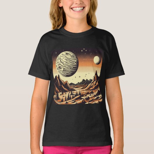 SF火星横向きウッドカット1 Tシャツ (正面)