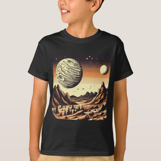SF火星横向きウッドカット1 Tシャツ (正面)