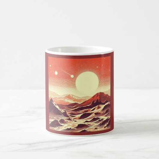 SF火星横向きウッドカット2 コーヒーマグカップ (中央)