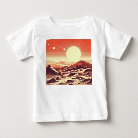 SF火星横向きウッドカット2 ベビーTシャツ (正面)