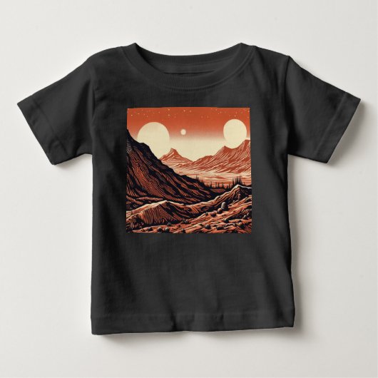 SF火星横向きウッドカット4 ベビーTシャツ (正面)