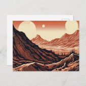 SF火星横向きウッドカット4 ポストカード (正面/裏面)