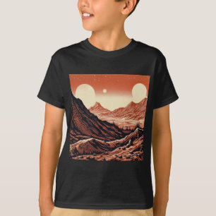 SF火星横向きウッドカット4 Tシャツ