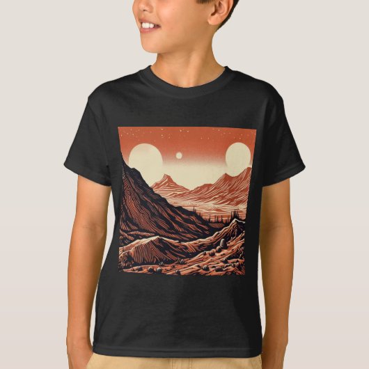 SF火星横向きウッドカット4 Tシャツ (正面)