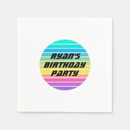 SF男の子の誕生日パーティレインボー紙ナプキン スタンダードカクテルナプキン