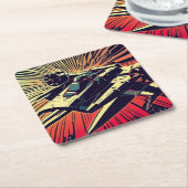 SF – アニメスターファイターウッドカット1 スクエアペーパーコースター (アングル)