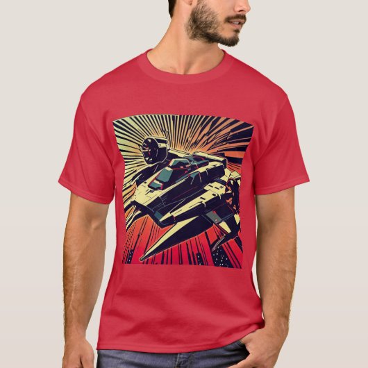 SF – アニメスターファイターウッドカット1 Tシャツ (正面)