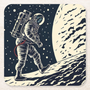 SF – スペースウォークウッドカット宇宙飛行士1 スクエアペーパーコースター