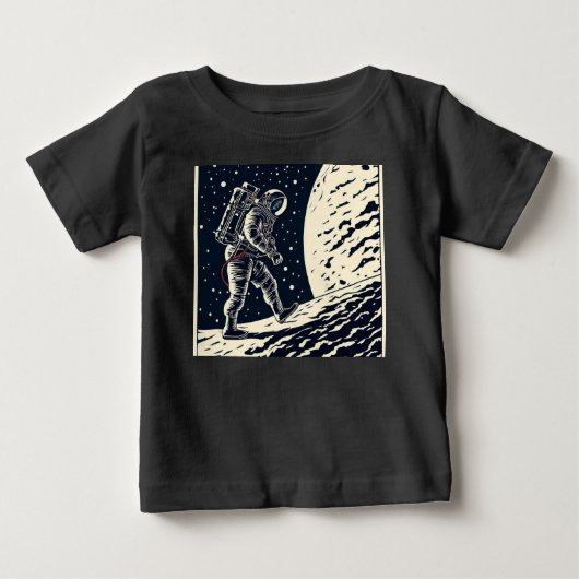 SF – スペースウォークウッドカット宇宙飛行士1 ベビーTシャツ (正面)