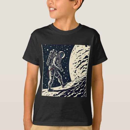 SF – スペースウォークウッドカット宇宙飛行士1 Tシャツ (正面)