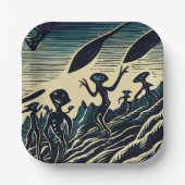 SF – 奇妙な惑星ウッドカットのエイリアン3 ペーパープレート (正面)