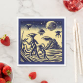 SF – 奇妙な惑星ウッドカット上のエイリアン1 スタンダードランチョンナプキン (インサイチュ)