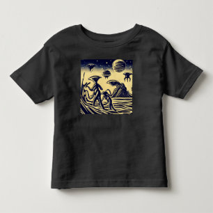 SF – 奇妙な惑星ウッドカット上のエイリアン1 トドラーTシャツ