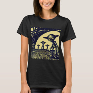 SF – 奇妙な惑星ウッドカット上のエイリアン2 Tシャツ