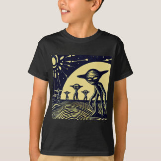 SF – 奇妙な惑星ウッドカット上のエイリアン2 Tシャツ