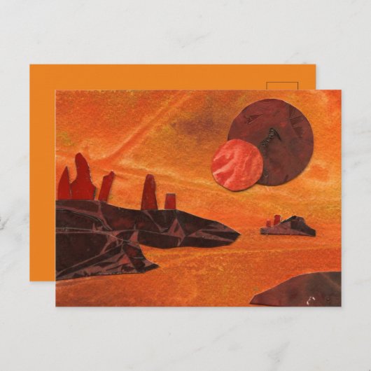 SF「炎の大海」- 二つの太陽、溶岩の海 ポストカード (正面/裏面)