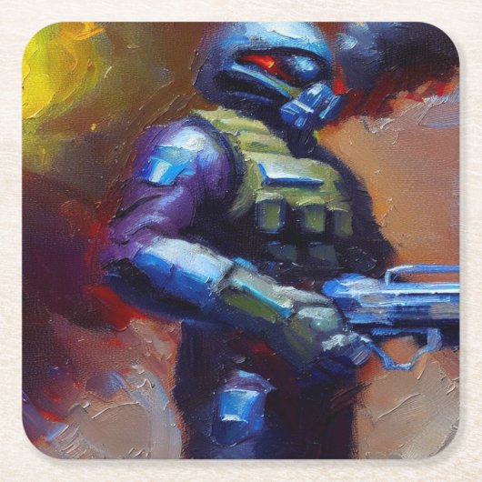 SF -軍隊ヒーロー4 スクエアペーパーコースター (正面)