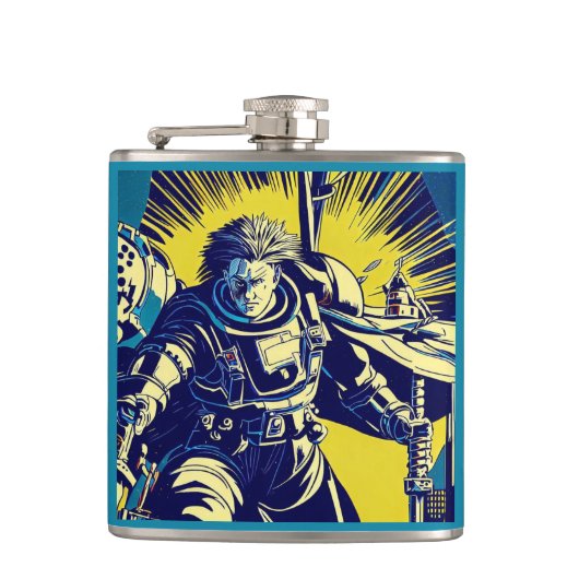 SF - Anime Hero Woodcut 1 フラスク (正面)