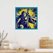 SF - Anime Hero Woodcut 1 ポスター (キッチン)