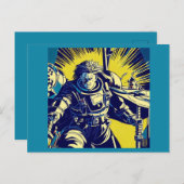 SF - Anime Hero Woodcut 1 ポストカード (正面/裏面)