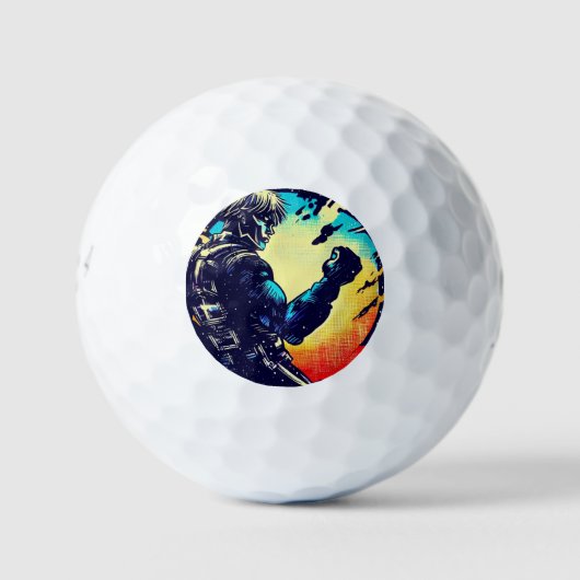 SF Anime Hero - Woodcut (2) ゴルフボール (正面)