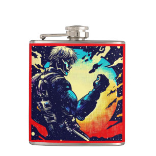 SF - Anime Hero Woodcut 2 フラスク