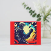 SF - Anime Hero Woodcut 2 ポストカード (スタンド正面)