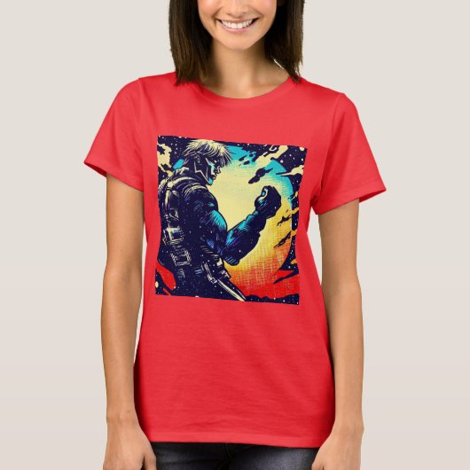SF - Anime Hero Woodcut 2 Tシャツ (正面)