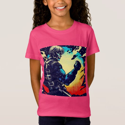 SF - Anime Hero Woodcut 2 Tシャツ (正面)