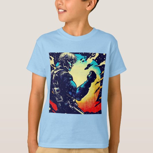 SF - Anime Hero Woodcut 2 Tシャツ (正面)