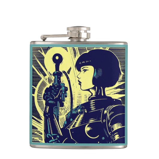 SF - Anime Hero Woodcut 3 フラスク (正面)