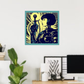 SF - Anime Hero Woodcut 3 ポスター (ホームオフィス)