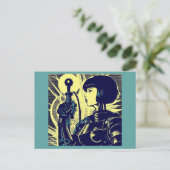 SF - Anime Hero Woodcut 3 ポストカード (スタンド正面)