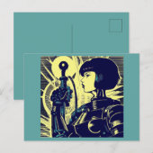 SF - Anime Hero Woodcut 3 ポストカード (正面/裏面)