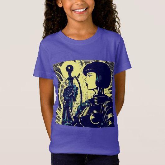 SF - Anime Hero Woodcut 3 Tシャツ (正面)