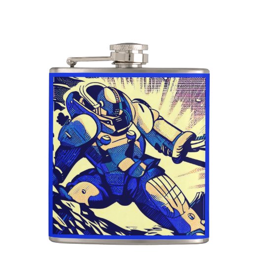 SF - Anime Hero Woodcut 4 フラスク (正面)