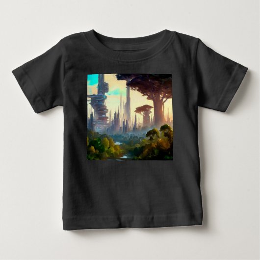 SF - City On Forest Planet 1 ベビーTシャツ (正面)