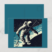 SF - Spacewalk Woodcutの宇宙飛行士2 ポストカード (正面/裏面)