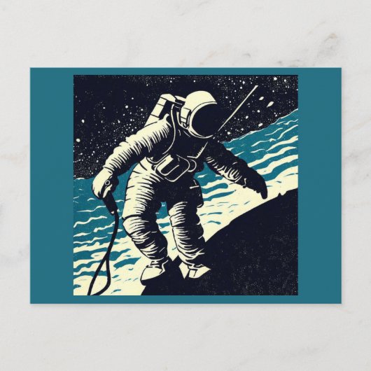 SF - Spacewalk Woodcutの宇宙飛行士2 ポストカード (正面)