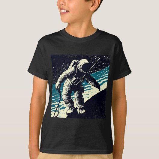 SF - Spacewalk Woodcutの宇宙飛行士2 Tシャツ (正面)