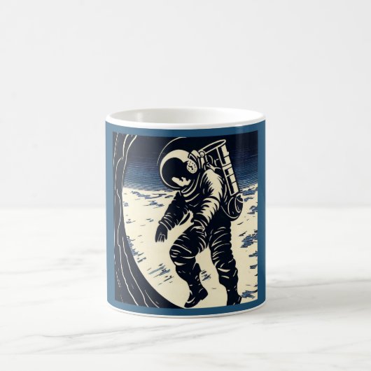 SF - Spacewalk Woodcut宇宙飛行士3 コーヒーマグカップ (中央)