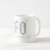 SFOサンフランシスコエアポートタイポグラフィ コーヒーマグカップ (正面右)